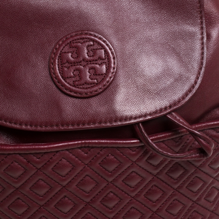 Pre Owned Tory Burch Burgundy Leather Talor Backpack
