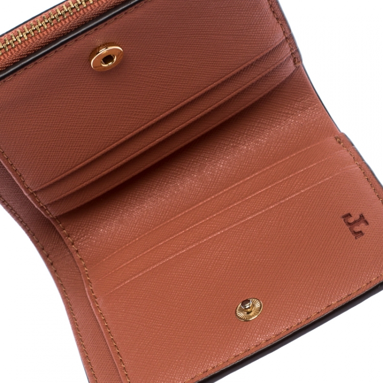 Pre Owned Tory Burch Chestnut Brown Leather Robinson Bifold Wallet