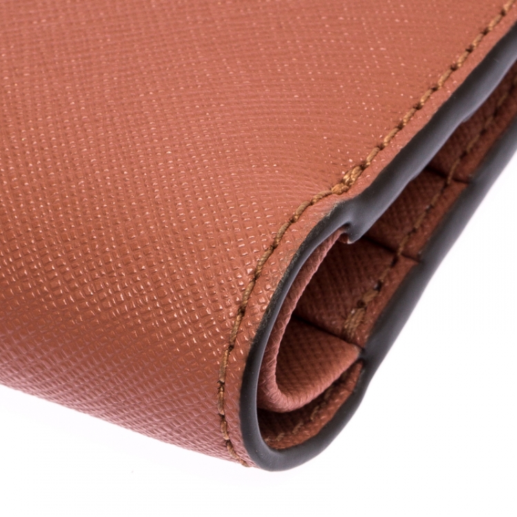 Pre Owned Tory Burch Chestnut Brown Leather Robinson Bifold Wallet