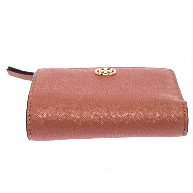 Pre Owned Tory Burch Chestnut Brown Leather Robinson Bifold Wallet