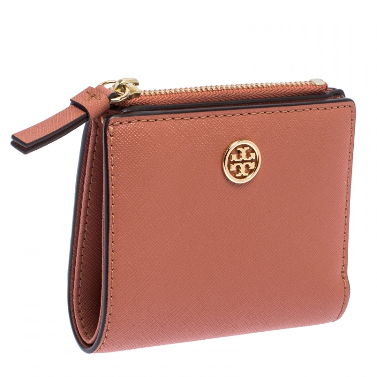 Pre Owned Tory Burch Chestnut Brown Leather Robinson Bifold Wallet