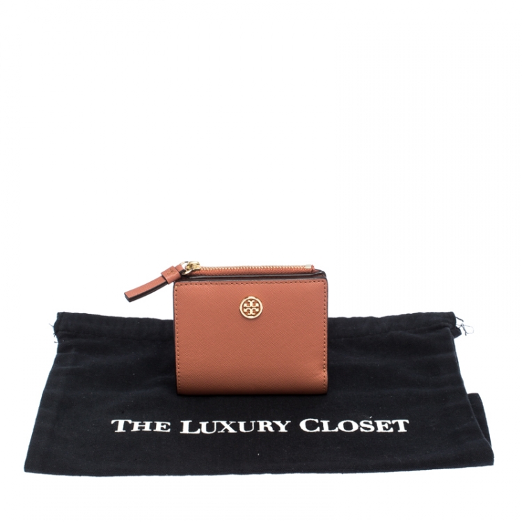Pre Owned Tory Burch Chestnut Brown Leather Robinson Bifold Wallet