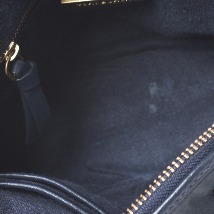 Pre Owned Tory Burch Navy Blue Leather Small Dome Tassel Robinson Crossbody Bag