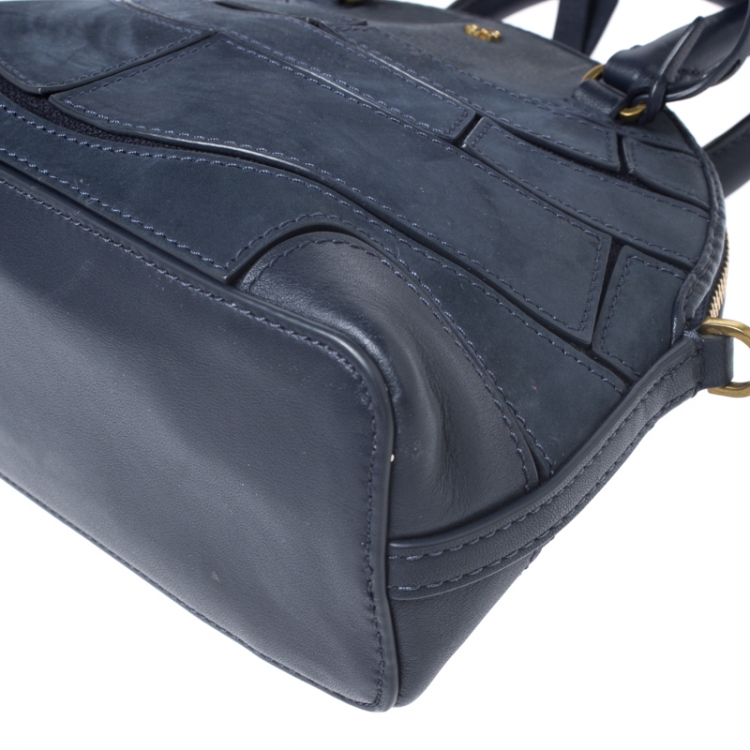 Pre Owned Tory Burch Navy Blue Leather Small Dome Tassel Robinson Crossbody Bag