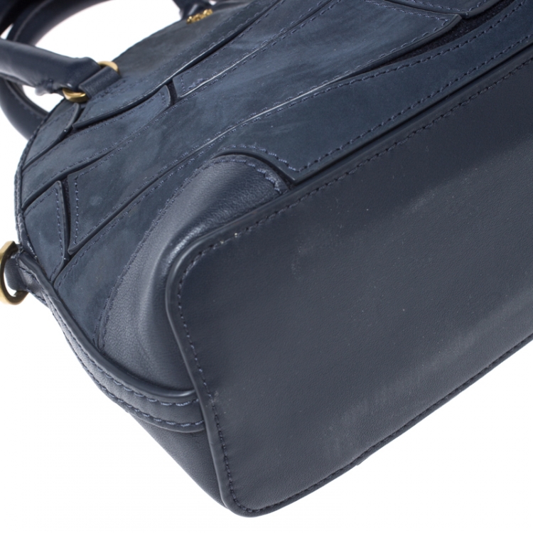 Pre Owned Tory Burch Navy Blue Leather Small Dome Tassel Robinson Crossbody Bag