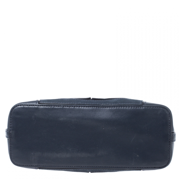 Pre Owned Tory Burch Navy Blue Leather Small Dome Tassel Robinson Crossbody Bag