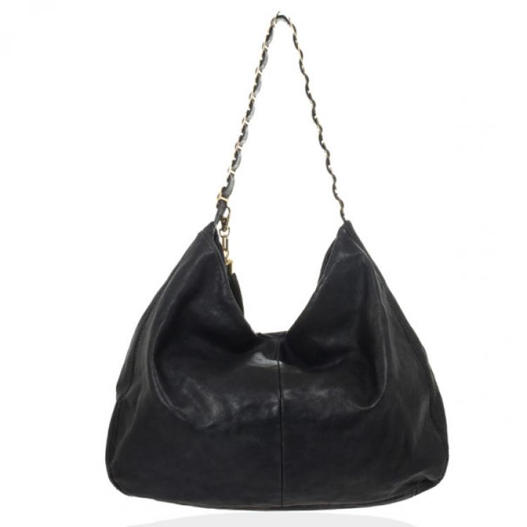 Pre Owned Tory Burch Black Leather Hobo