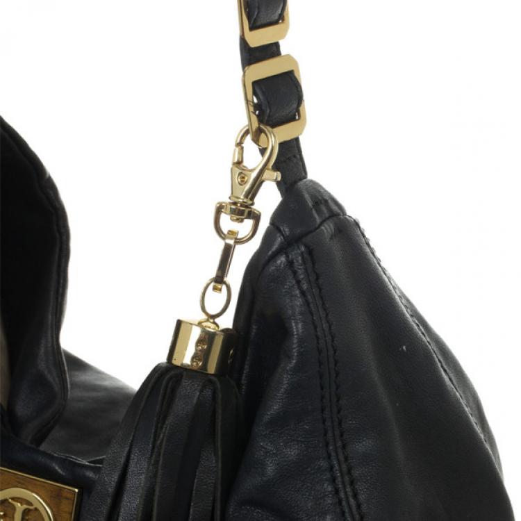Pre Owned Tory Burch Black Leather Hobo