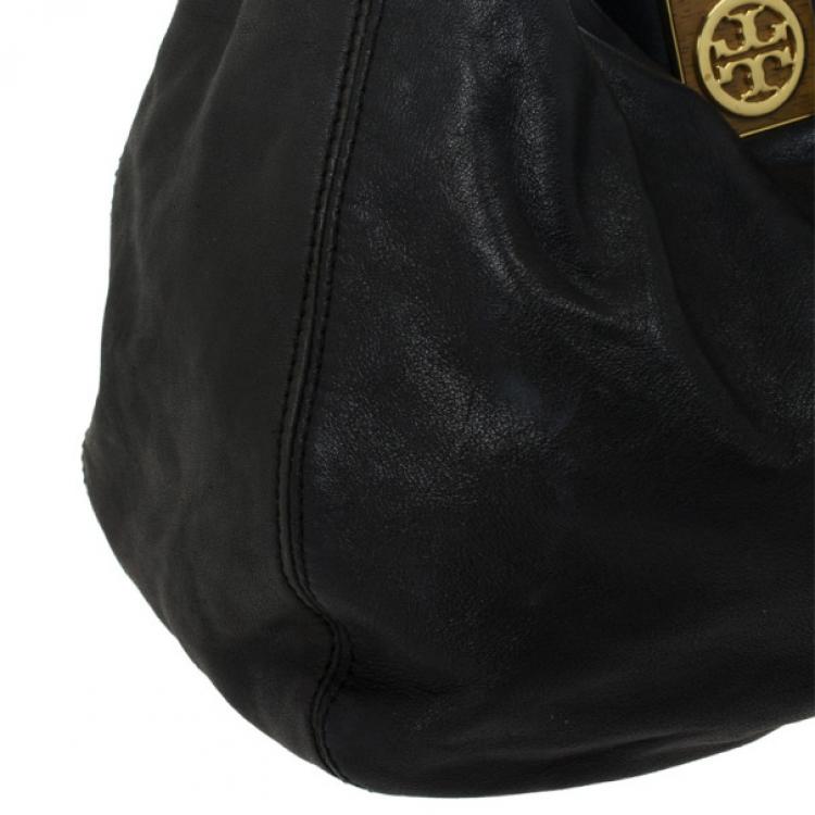 Pre Owned Tory Burch Black Leather Hobo