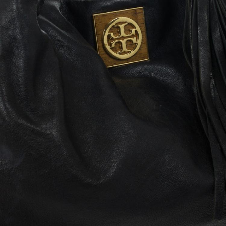 Pre Owned Tory Burch Black Leather Hobo