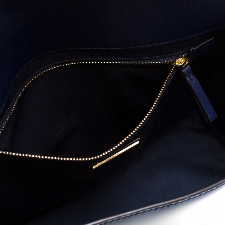 Pre Owned Tory Burch Blue Patent Leather Juliette Top Handle Bag