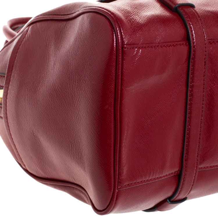 Pre Owned Tory Burch Red Leather Robinson Boston Bag