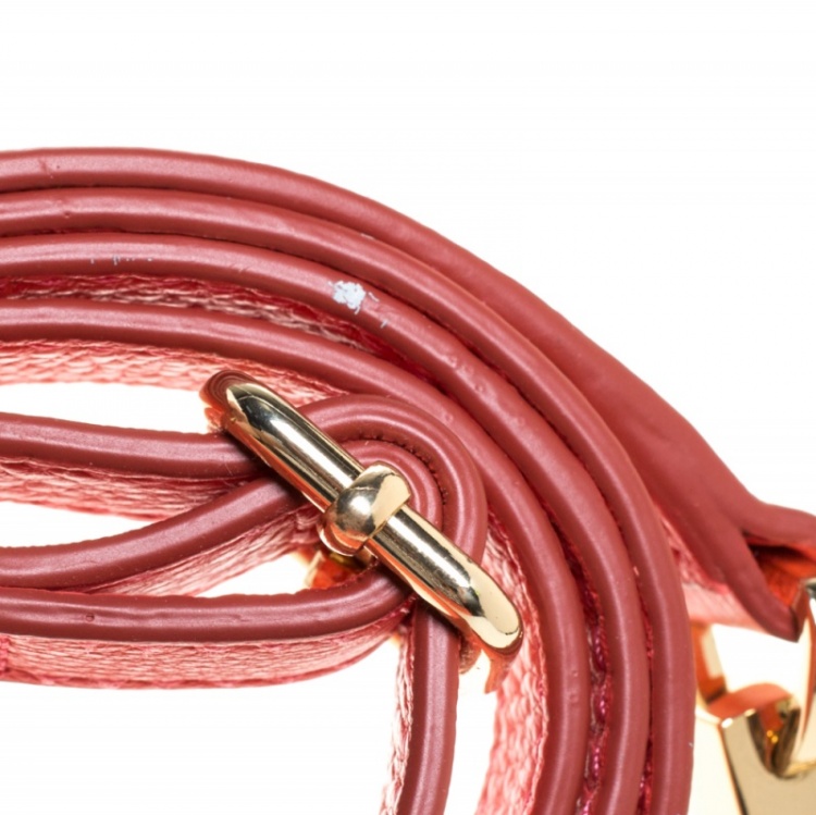 Pre Owned Tory Burch Coral Leather Amanda Double Zip Tote