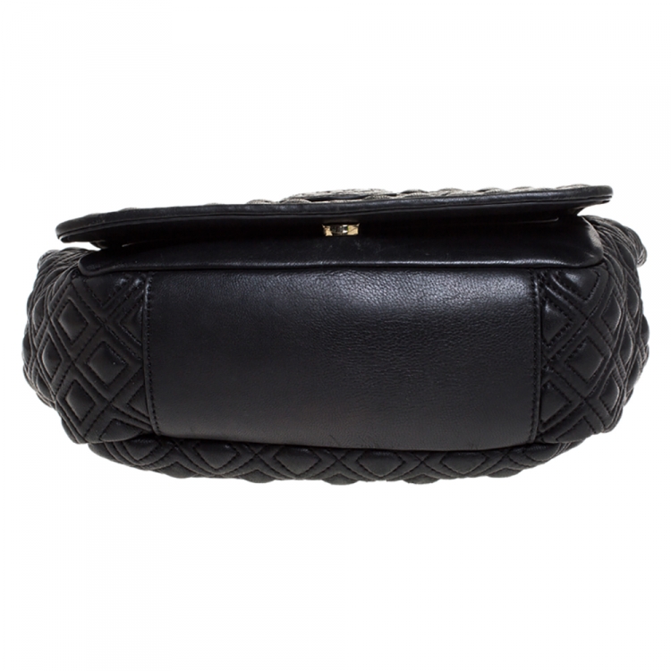 مملوكة مسبقًا Tory Burch Black Leather Fleming Flap Shoulder Bag