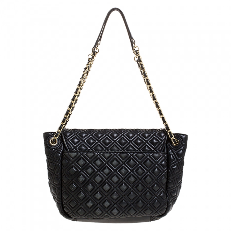 مملوكة مسبقًا Tory Burch Black Leather Fleming Flap Shoulder Bag