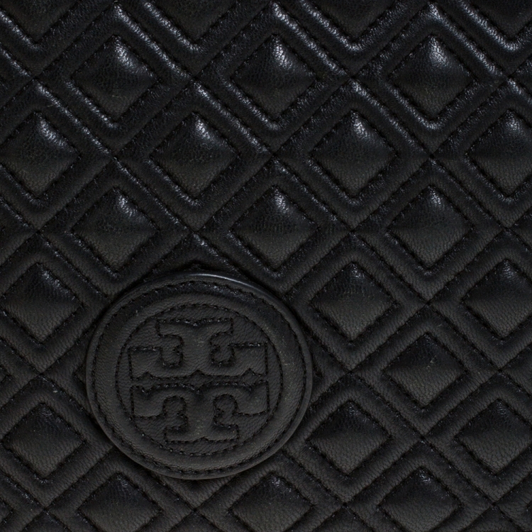 مملوكة مسبقًا Tory Burch Black Leather Fleming Flap Shoulder Bag