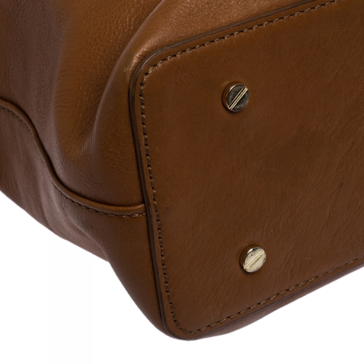 Pre Owned Tory Burch Tan Leather Bombe Tote