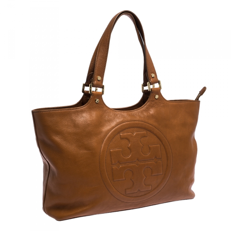 Pre Owned Tory Burch Tan Leather Bombe Tote