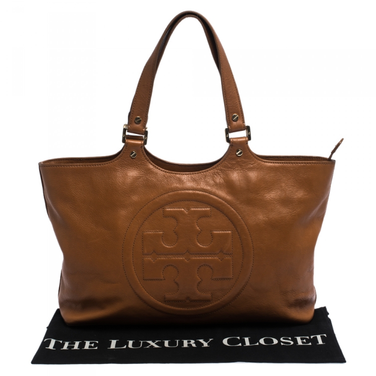 Pre Owned Tory Burch Tan Leather Bombe Tote