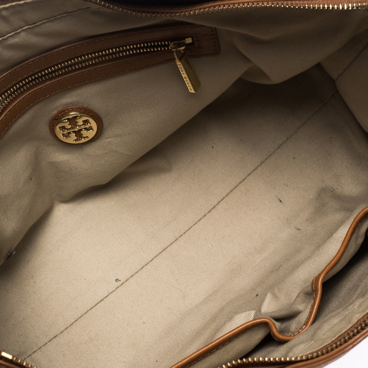 Pre Owned Tory Burch Tan Leather Bombe Tote