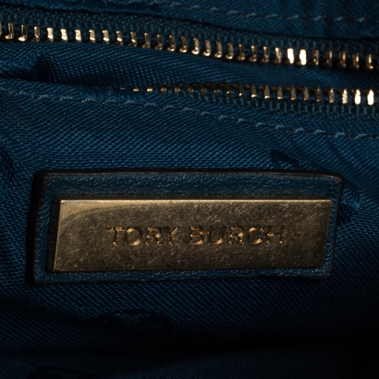 Pre Owned Tory Burch Blue Leather Medium Fleming Shoulder Bag