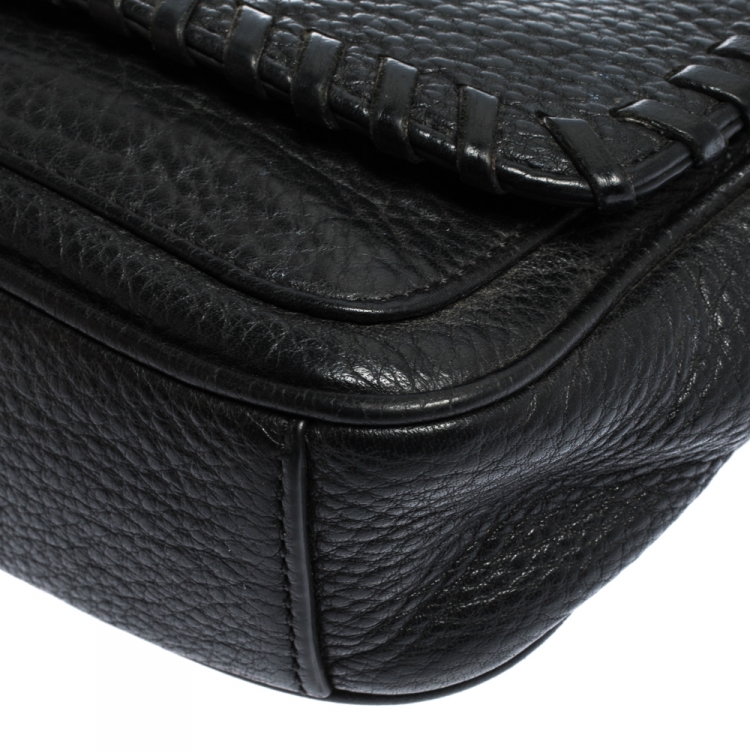 Pre Owned Tory Burch Black Leather Marion Flap Crossbody Bag