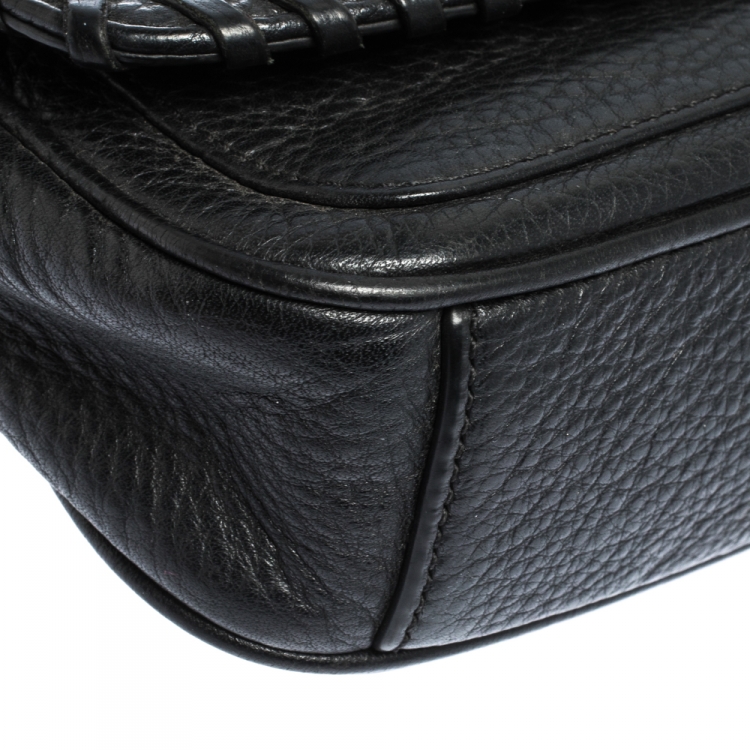 Pre Owned Tory Burch Black Leather Marion Flap Crossbody Bag