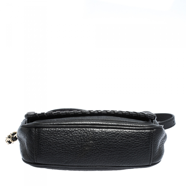 Pre Owned Tory Burch Black Leather Marion Flap Crossbody Bag