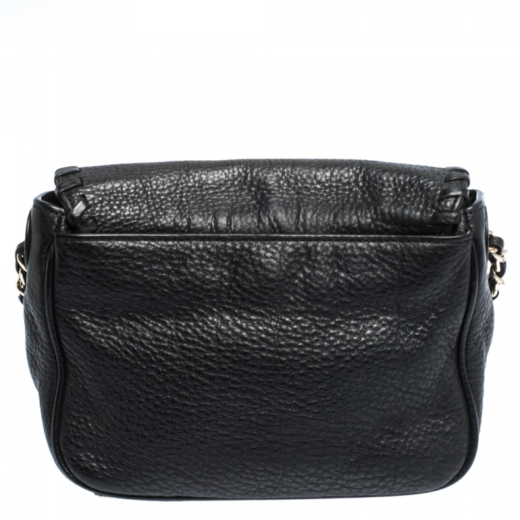 Pre Owned Tory Burch Black Leather Marion Flap Crossbody Bag