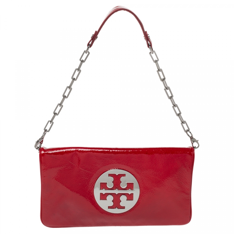 red tory burch clutch