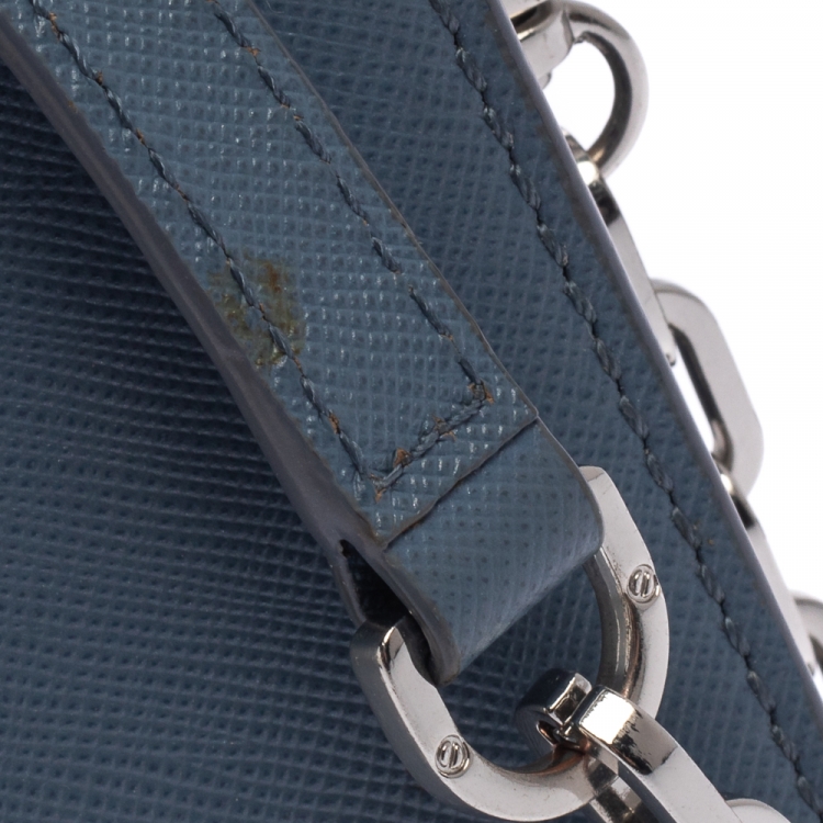 Pre Owned Tory Burch Blue Saffiano Leather Robinson Wallet on Chain