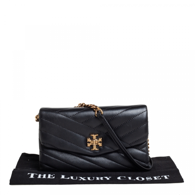 Pre Owned Tory Burch Black Quilted Leather Kira Crossbody Bag
