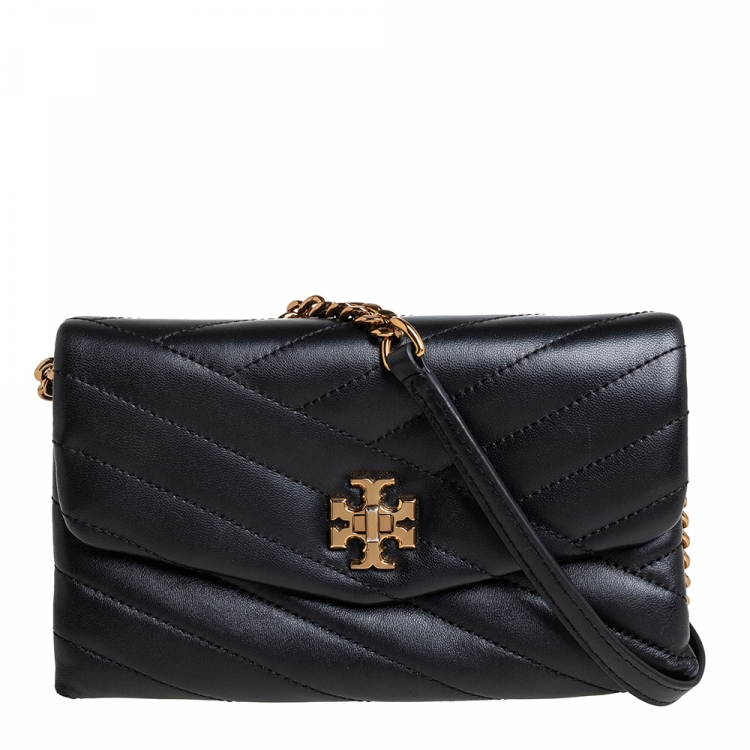 Pre Owned Tory Burch Black Quilted Leather Kira Crossbody Bag