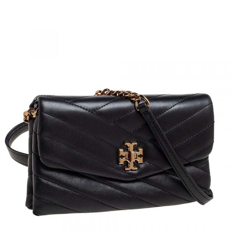 Pre Owned Tory Burch Black Quilted Leather Kira Crossbody Bag