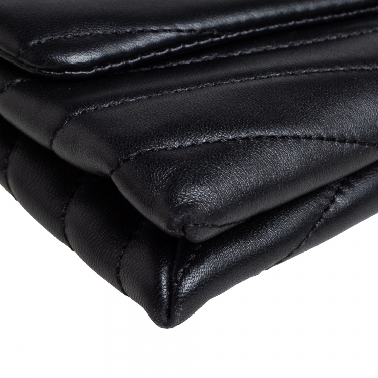 Pre Owned Tory Burch Black Quilted Leather Kira Crossbody Bag