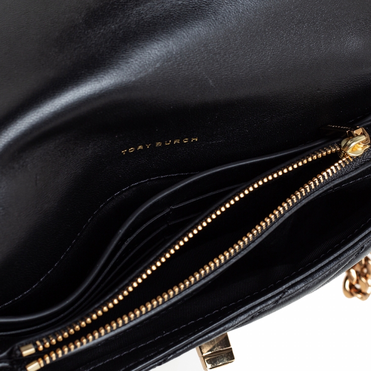 Pre Owned Tory Burch Black Quilted Leather Kira Crossbody Bag