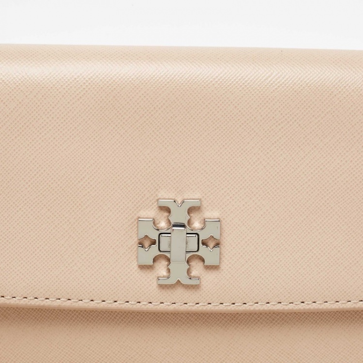 Pre Owned Tory Burch Light Beige Leather Diana Flap Clutch