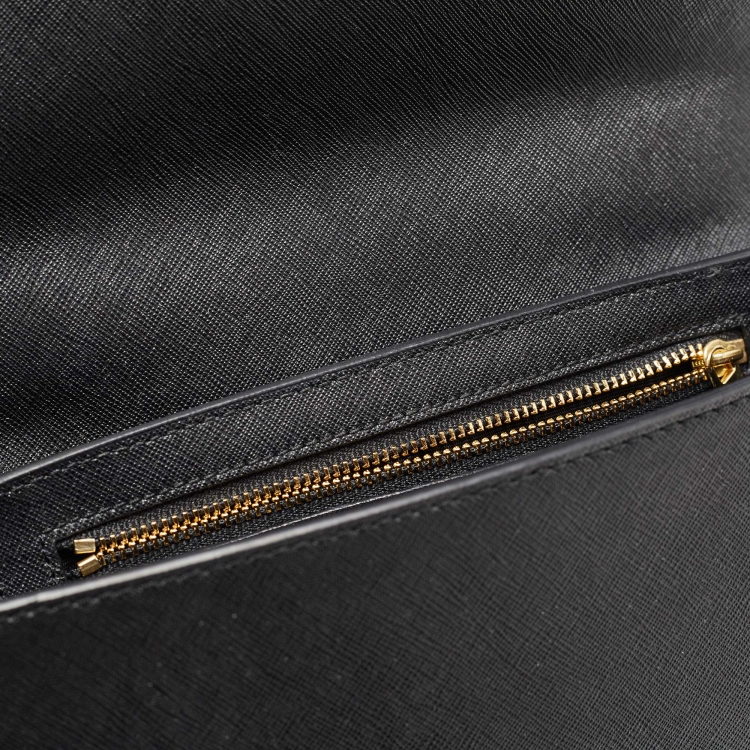 Pre Owned Tory Burch Black Saffiano Leather Emerson Shoulder Bag