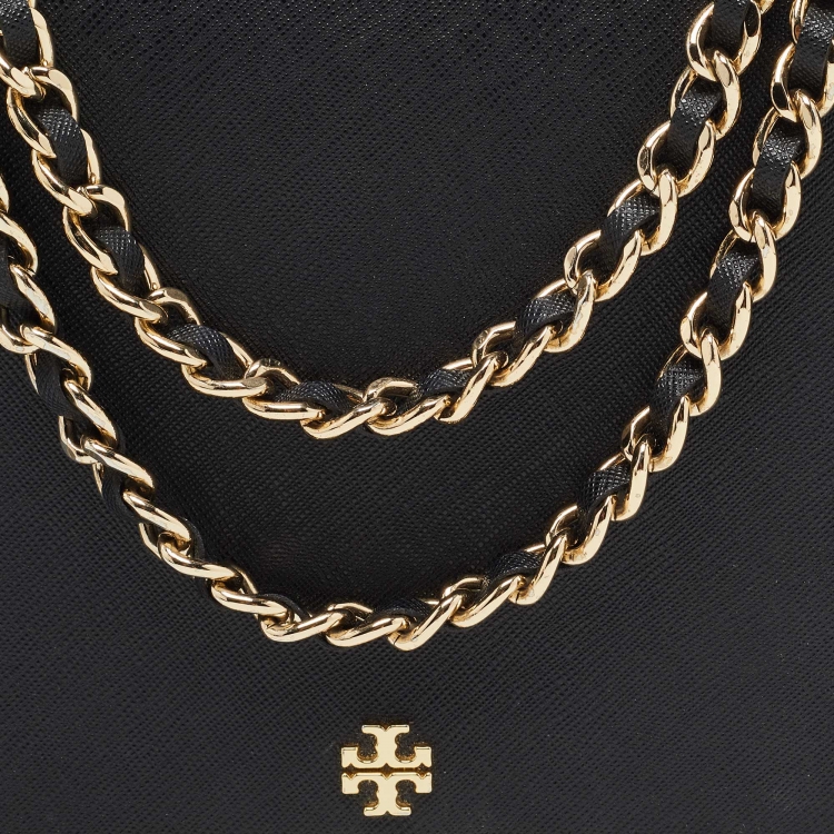 Pre Owned Tory Burch Black Saffiano Leather Emerson Shoulder Bag