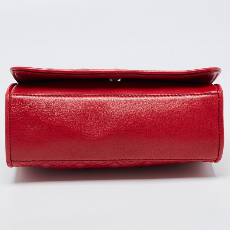Pre Owned Tory Burch Red Leather Medium Fleming Shoulder Bag