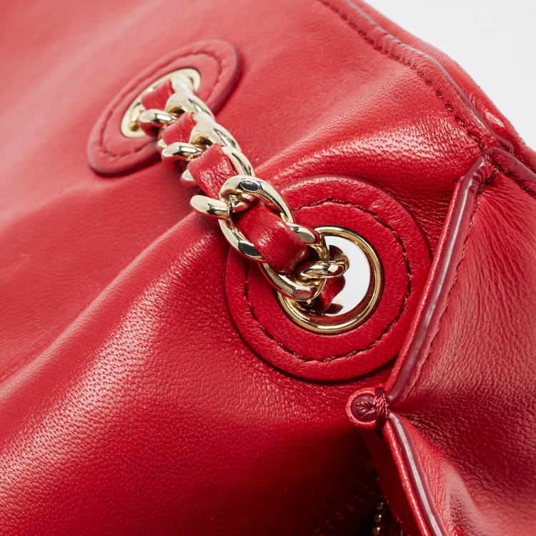 Pre Owned Tory Burch Red Leather Medium Fleming Shoulder Bag