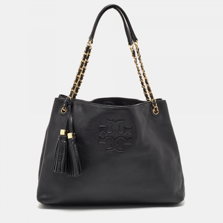 Tory Burch Bags | Tory Burch Thea Flap Black with Gold Hardware Leather Crossbody Bag Nwt | Color: Black | Size: Os | Tracytraj's Closet