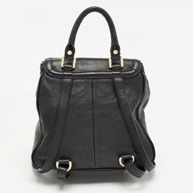 Pre Owned Tory Burch Black Leather Amanda Flap Backpack
