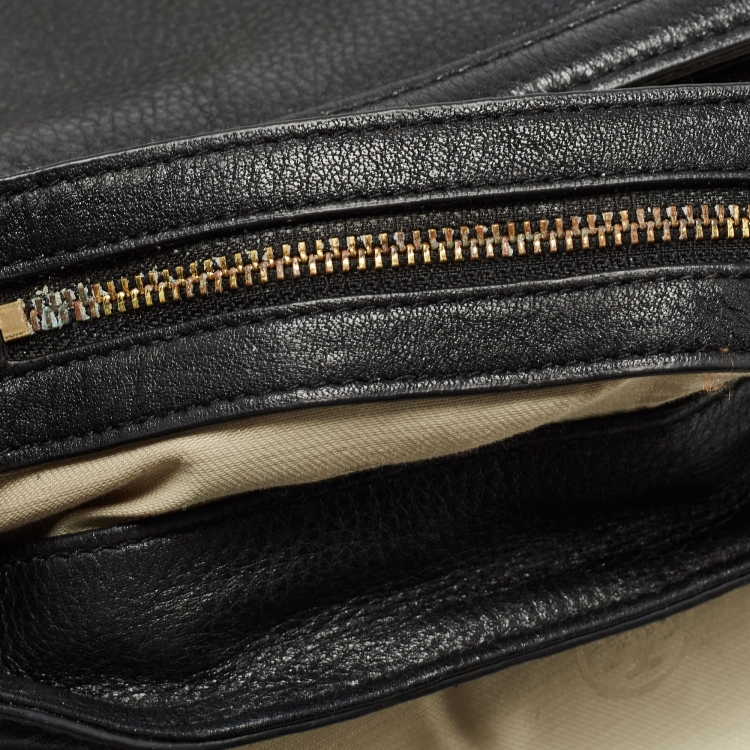 Pre Owned Tory Burch Black Leather Amanda Flap Backpack