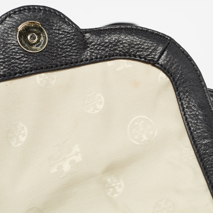 Pre Owned Tory Burch Black Leather Amanda Flap Backpack