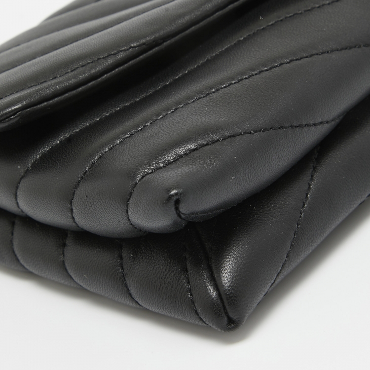 Pre Owned Tory Burch Black Quilted Leather Kira Clutch Bag