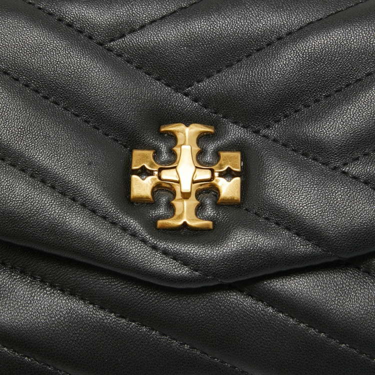 Pre Owned Tory Burch Black Quilted Leather Kira Clutch Bag