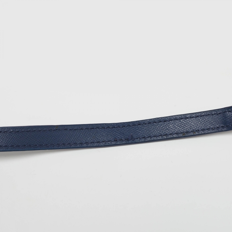Pre Owned Tory Burch Navy Blue Leather Kira Envelope Flap Chain Clutch