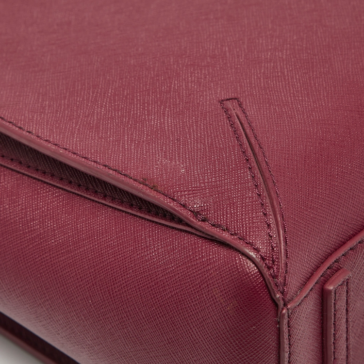Pre Owned Tory Burch Burgundy Leather Robinson Tote