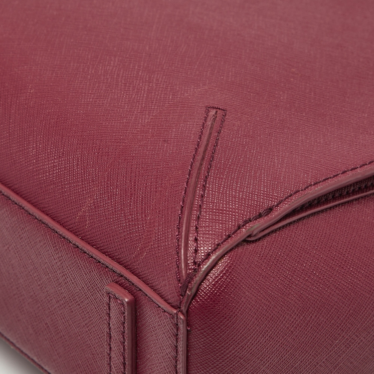 Pre Owned Tory Burch Burgundy Leather Robinson Tote